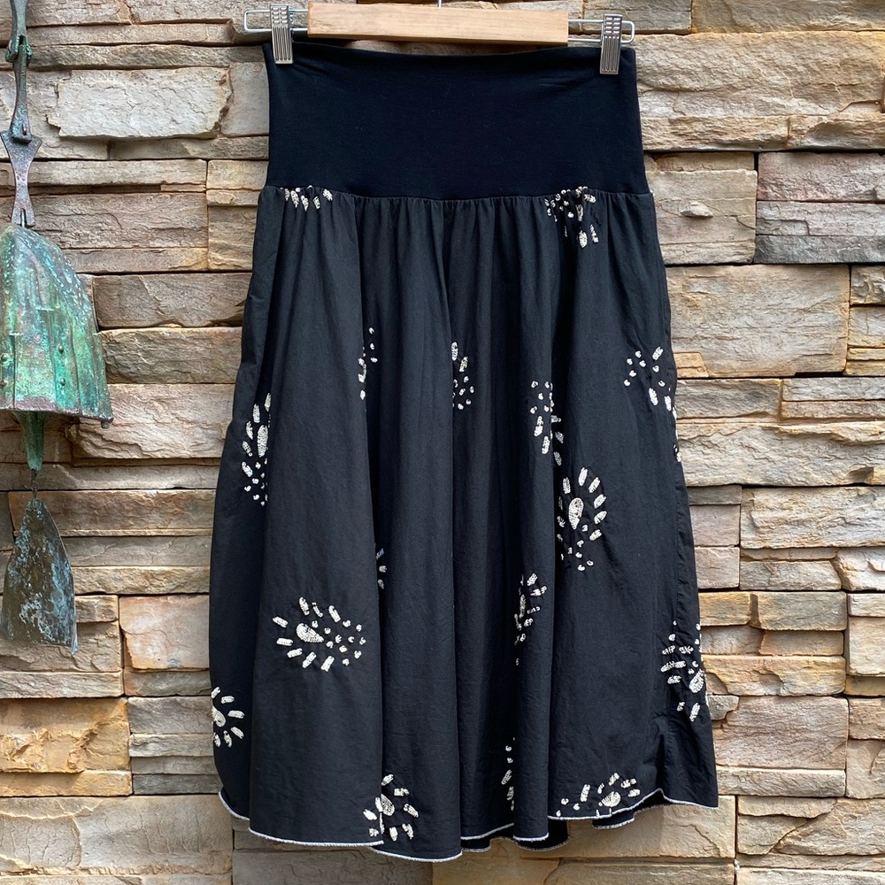 Black cotton skirt with white sequins